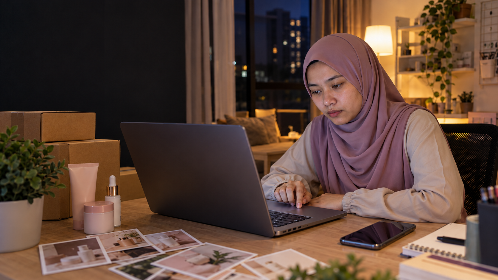 Affiliate menekan mula di laptop rumah